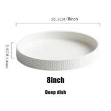 1pc Dinner Plates, Scratch-Resistant,Porcelain Plates With Lipped Edge For Salad Steak In Kitchen Restaurant, Natural  Texture - Black and White - View 5