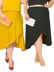 Plus Size Skirts - 黑色 - 查看 1