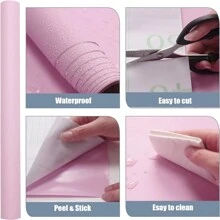 1 Roll Of Pink Self-Adhesive Wallpaper, Thickened Waterproof, Moisture-Proof, Wear-Resistant, Removable Paper, Ideal For Bedroom, Living Room Wall, Cabinet, Furniture Renovation, Diy Cuttable, Tear Off And Stick, Renovation Stickers Peel Wall Panels, Wall Paper, Wallpapers, Spring Decoration Items Refresh Your Home, Rama Decoration Stickers Gifts Birthday Graduation