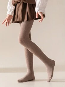 1 chiếc quần tất chống trượt màu trơn cho trẻ em, tất khiêu vũ mọi mùa - Cà phê nâu - Xem 1