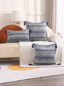 Miater 1入組流蘇細節提花枕套 - 紅色 - 查看 15