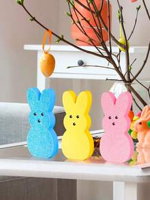 lễ Phục sinh Đồ trang trí , 3 cái Của Sáng bóng lễ Phục sinh Con thỏ Gỗ Dấu hiệu Đối với Phân cấp Đồ trang trí , 3D Mắt Phong cách , Gia đình lễ Phục sinh Vui vẻ Buổi tiệc Đồ trang trí Quân nhu , Mùa Xuân Gỗ Đồ trang trí Dễ thương Con thỏ - Nhiều màu - Xem 2