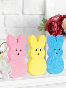 lễ Phục sinh Đồ trang trí , 3 cái Của Sáng bóng lễ Phục sinh Con thỏ Gỗ Dấu hiệu Đối với Phân cấp Đồ trang trí , 3D Mắt Phong cách , Gia đình lễ Phục sinh Vui vẻ Buổi tiệc Đồ trang trí Quân nhu , Mùa Xuân Gỗ Đồ trang trí Dễ thương Con thỏ - Nhiều màu - Xem 4