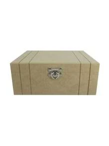 Shopping do MDF Frasqueira Baú Organizador com Fecho e Dobradiça Baixa  20X15X7,5 Cm MDF - Bege - Visão 4