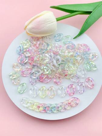 100 piezas Cierre de langosta ovalado transparente de color AB de acrílico, adecuado para la fabricación de joyas (cantidad a granel)