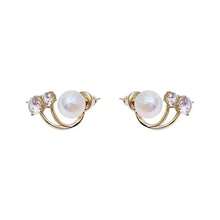 1pair Korean Fashion Faux Pearl & Rhinestone Decor Dangle Earrings For Women, Unique Design High-End And Elegant Accessory - Yellow Gold - View 4