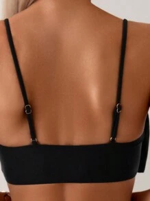 蝴蝶点缀细肩带三角泳裤时尚比基尼套装 2 件/套 夏季 - 黑色 - 查看 6