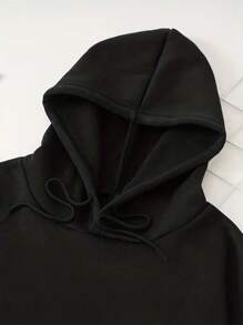 Men's Bear Print Sweatshirt With Thermal Lining - Black - View 3
