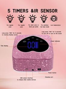 1 đèn LED UV không dây công suất cao dùng để làm khô móng gel, Bộ quà tặng Giáng sinh kèm pin dung lượng lớn, 30 bóng đèn, 5 chế độ hẹn giờ, cảm biến tự động, màn hình LCD, thích hợp sử dụng tại nhà, tiệm làm móng, cửa hàng nghệ thuật làm móng - Đỏ - Xem 10