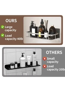 1pc Wall Mounted Suction Cup Shelf For Toilet, Bathroom Vanity, Kitchen, Shower Caddy - Silver Trumpet - View 4