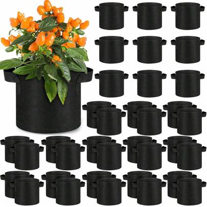2 Gallon Grow Bags Bulk Aeration Fabric Pot With Handles Thickened Nonwoven Garden Bags To Grow Vegetables Heavy Duty Grow Pots Planting Bag Planter For Flower Fruits