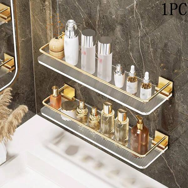 1 stuk Badkamer Plank Aan de muur bevestigd Met Boren , Badkamer opslag Organizer Voor Shampoo , Cosmetica