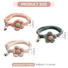 Juego De 3 Collares Para Gatitos Con Campanita, Collar Para Gatos Con Broche De Seguridad, Adaptale Y Decorado Con Flores Ajustable, Para Gatos Cachorros Hembras Y Machos (rosado, Blanco Y Verde) - Blanco - Ver 2