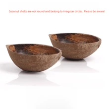 1pc Natural Coarse Coconut Shell Bowl, Wooden Cutlery For Kids, Aromatherapy Candle Holder, Wax Bowl, Suitable For Hotel Dining, Coffee, Tea, Dessert, Home Use (Natural Product, Weight Varies) - Natural Brown - View 7
