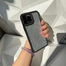 1 pieza Funda de teléfono negra de lujo con diamantes electroplateados brillantes sin amarillear para 11 12 13 14 15 16 Pro Max