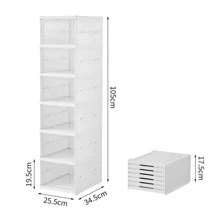6 Pieces/Set Stackable Clear Plastic Shoe Boxes, Closet Shoe Organizer, Modular Shoe Storage Containers, White Plastic Shoe Storage - Clear - View 2