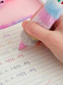 1pc Cartoon Unicorn Plush Ballpoint Pen, With 6 Colorful Ink & Random Color(Style Random),Crayons,Gabby,Girls Toys,Unicorn Stuff,Crayons Colored,Back To School