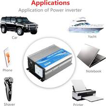 Giandel Pure Sine Wave Power Inverter 600W DC 12V To AC 240V Converter With Remote Controller & USB Port For Laptop Camera Smartphone - Silver - View 5