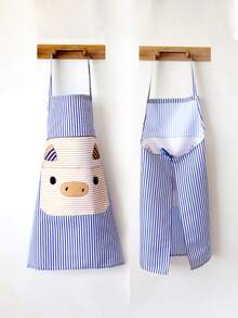 1 Miếng phổ cập Đúng mốt Phim hoạt hình sáng tạo Con lợn In Tạp dề , Phòng bếp Chống bám bẩn Không tay Làm việc Quần áo Dành Cho Nam Và Nữ , Dễ thương Sọc Đa dụng Tạp dề - Màu Hồng Tươi - Xem 6