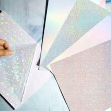 24 Sheets Holographic Sticker Paper Clear A4 Vinyl Sticker Paper Self Adhesive Waterproof Transparent Film Gem Spot Rainbow Star Patterns, 11.7 X 8.3 Inch - Multicolor - View 4