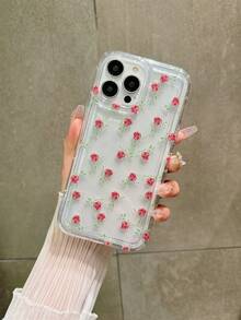 1個紅玫瑰設計透明TPU電話殼，適用於 iPhone (15promax/14plus/13promax/12/11/7g/7p/Ix/Xr/Xsmax) - 彩色 - 查看 2