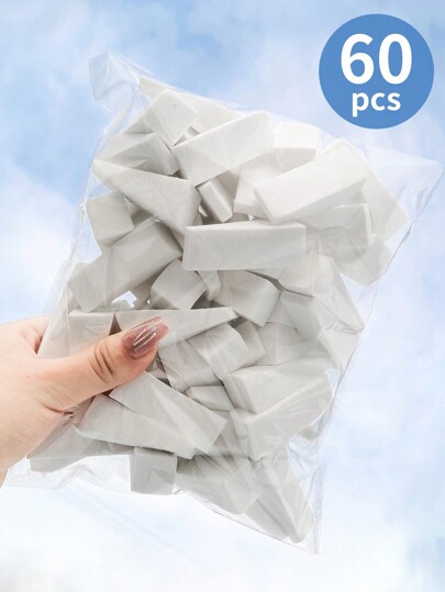 60 قطعة إسفنجة تطبيق المكياج بشكل أسطواني للأساس والخدود والظلال، أدوات تجميل سهلة التحكم والامتزاج، تطبيق ناعم ومتساوٍ، مناسبة أيضًا لفن الأظافر والمكياج والديكور والمنضدة والسفر والنوم والإكسسوارات والبودرة والإسفنجة