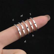 1pc 925 Sterling Silver Ring With 26 Letters, Suitable For Women's Daily Wear