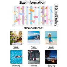 1入組冰淇淋印花沙灘巾,柔軟吸水,大尺寸、快速乾燥,適合游泳、運動、海灘或健身使用 - 彩色 - 查看 3