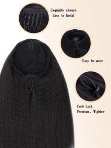 女性用八掛直馬尾延伸，12/14 16/18/20/22/24/26/28/30/32英寸黑色蓬鬆厚實的合成八掛馬尾 - 自然黑 - 查看 3