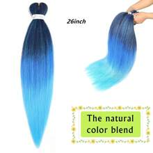 26 Inch Multi-Color Braiding Hair Extensions, Easy Braid Pre-Stretched Kanekalon Synthetic Hair Braids, Yaki Texture Heat Stylable, For Daily Wear, Halloween, Christmas, Unisex (1pc, Blue Ombre)