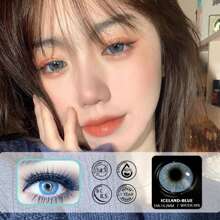 1 副北海道蓝色隐形眼镜，化妆美瞳，年抛，直径 14.5 毫米，万圣节服装角色扮演 - 藍色 - 查看 3