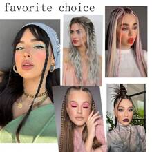 18.9 Inches 4pcs Braided Clip-In Hair Extensions For Baby Girls, Featuring Front Bangs And Side-Swept Bangs, Long Braids, Soft & Natural Synthetic Hair, Suitable For Women Daily Wear - Black Brown - View 6