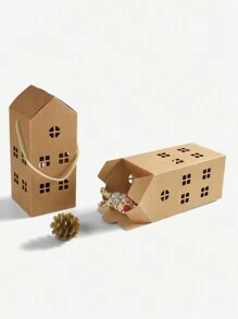 30 piezas Cajas de dulces y galletas de regalo en miniatura con unicolor, estilo simple de la casa transfronteriza, adorable caja de papel de embalaje para panadería con asa para regalos de bodas y fiestas - color primario - Ver 5