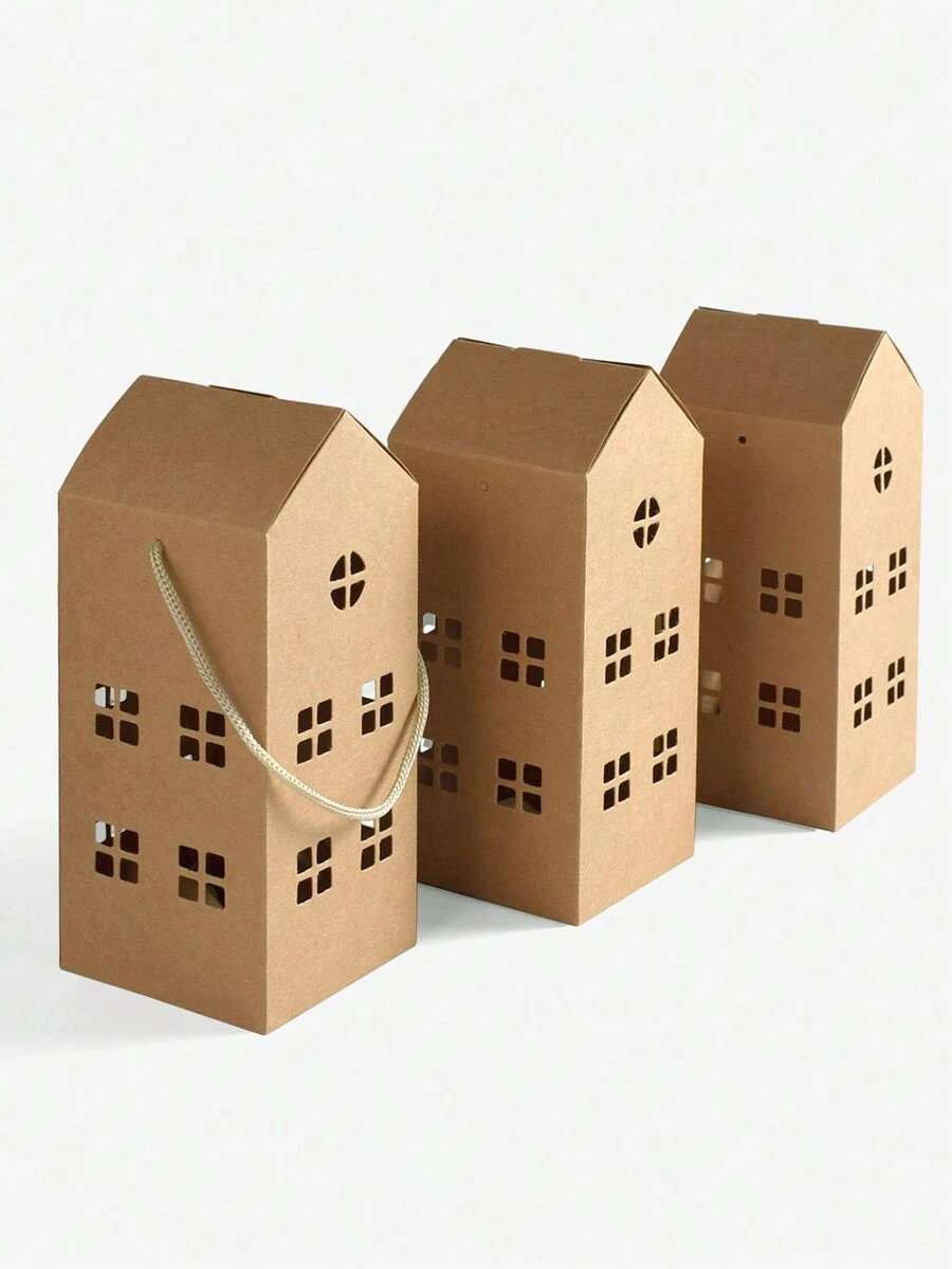 30 piezas Cajas de dulces y galletas de regalo en miniatura con unicolor, estilo simple de la casa transfronteriza, adorable caja de papel de embalaje para panadería con asa para regalos de bodas y fiestas - color primario - Ver 1