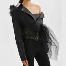 LAMARQUE Obelia Leather Bike Jacket In Black - Black - View 1