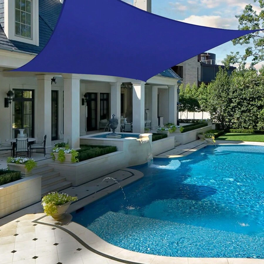 1 Set Waterproof Sun Shade Sail, Includes Installation Accessories Kit, Triangle, Rectangle, Square Optional, 98% UV Protection, Suitable For Outdoor Camping, Patio, Garden, Swimming Pool And More - Blue - View 1