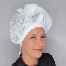 Net Plopping Bonnet, Hair Drying Hat, Flip Cap For Curly Hair - White - View 6