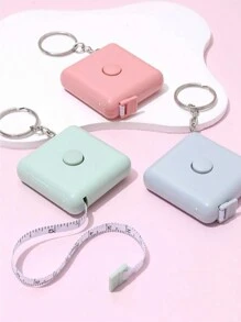 1入組1.5米北歐風格方形鑰匙扣自動彈尺，適用於衣服、身體和皮革工藝的迷你尺