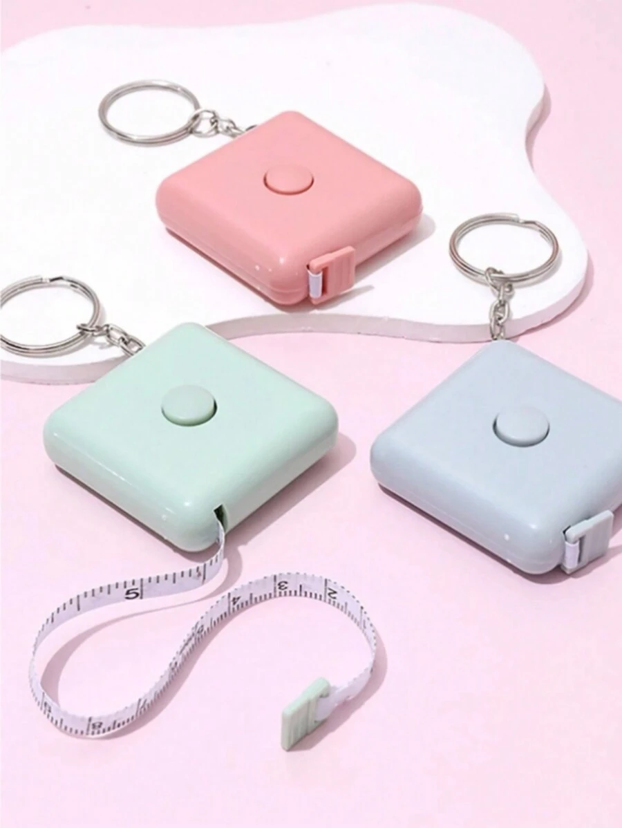 1入組1.5米北歐風格方形鑰匙扣自動彈尺，適用於衣服、身體和皮革工藝的迷你尺