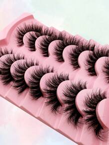7 Fluffy Kattenoog Wimpers 6D Krullen Volume Imitatienerts Wimpers Valse wimpers Dat Dik Zacht Krullen Nepwimpers