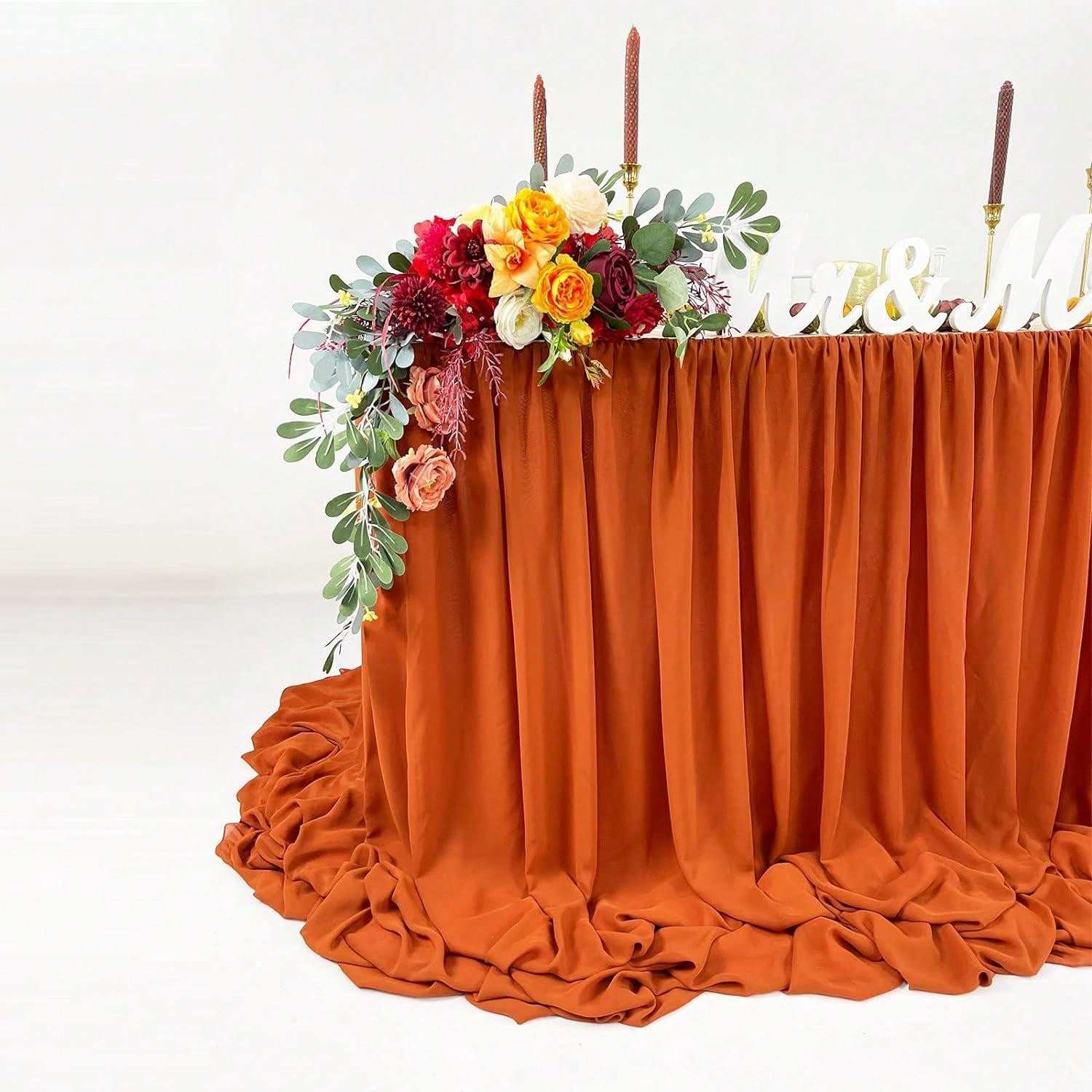 1pc Extra Long Floor Length Chiffon Table Skirt 6ft Tablecloth high-top-table-decor-ideas-for-wedding-infoupdate