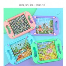 1 pièce/5 pièces Jouet de puzzle de labyrinthe à billes d'équilibre, jeu cérébral, défi pour passionnés de loisirs, motif et couleur de fond aléatoires
