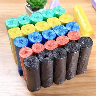 200pcs Household Garbage Bags, Enlarged Breakpoint Colored Plastic Bags, Kitchen And Dormitory Disposable Garbage Bags