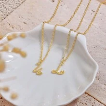 1枚法式個性化26個字母金色吊墜項鍊,時尚個性化珠寶禮物,適合女士 - 金色 - 查看 7