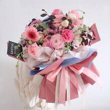 20 Sheets/Pack Dual Color Elegant Flower Bouquet Wrapping Paper Fresh Flowers Packing Diy Flower Shop Material Gift - Dark Gray + Nude Pink - View 4