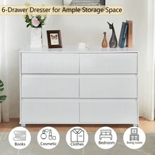6 Drawer Chest Of Drawers High Gloss White Large Modern Design Bedroom Furniture - White - View 2