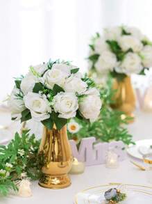 1PC Wedding Table Center Decoration Fake Flower Ball Arrangement Bouquet,15 Heads Roses Flower Aisle Flower ,Centerpiece Flower Rack For Parties Valentine's Day Home Decor - Multicolor - View 13