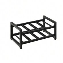 2-Tier 8-Bottle Display Wine Rackwith Adjustable Foot Pads - 黑色 - 查看 1