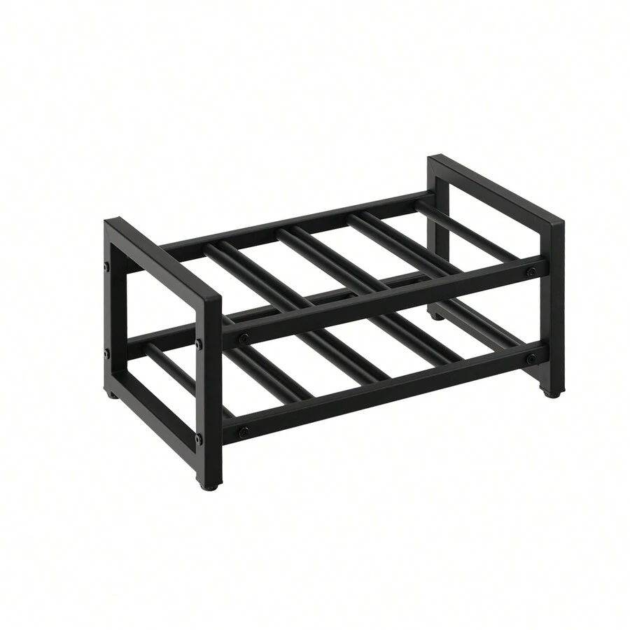 2-Tier 8-Bottle Display Wine Rackwith Adjustable Foot Pads - 黑色 - 查看 1