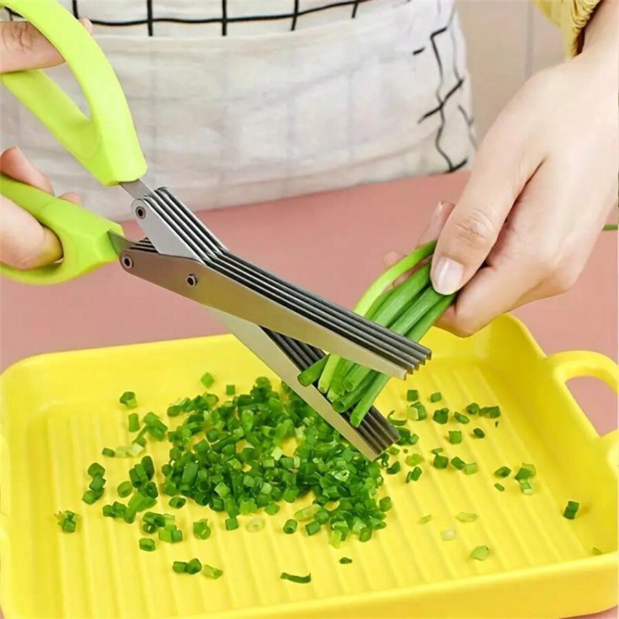 1pc 5 Layers Stainless Steel Kitchen Scissors Ideal For Chopping